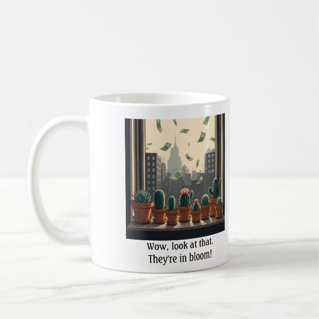 Taza De Café Lluvia de la ventana de dinero cactus mug (Izquierda)