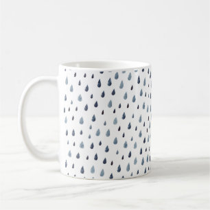 Taza De Café Lluvia. Patrón transparente de acuarela. Indigo ra