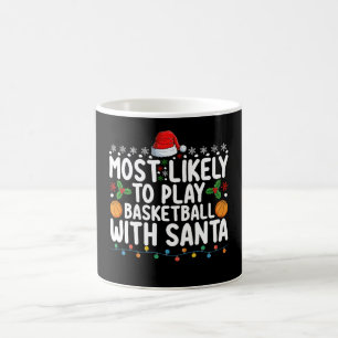 Taza De Café Lo Más Probable Es Jugar Baloncesto Con Santa Chri