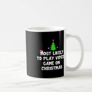 Taza De Café Lo Más Probable Es Jugar Un Videojuego Con Navidad