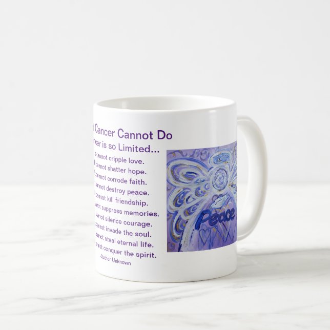 Taza De Café Lo que el cáncer no puede hacer poema Angel Coffee (Anverso derecho)