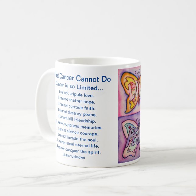Taza De Café Lo que el cáncer no puede hacer poema mariposas Co (Anverso izquierdo)