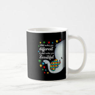 Taza De Café Lo que te hace diferente autismo elefante mamá niñ