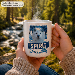 Taza De Café Lobo Ártico Espíritu de Libertad Diseño de Vida Si