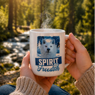 Taza De Café Lobo Ártico Espíritu de Libertad Diseño de Vida Si