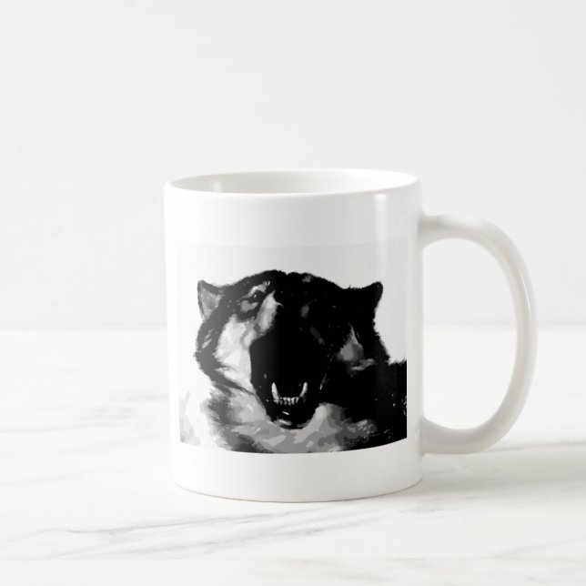 Taza De Café Lobo blanco y negro (Derecha)