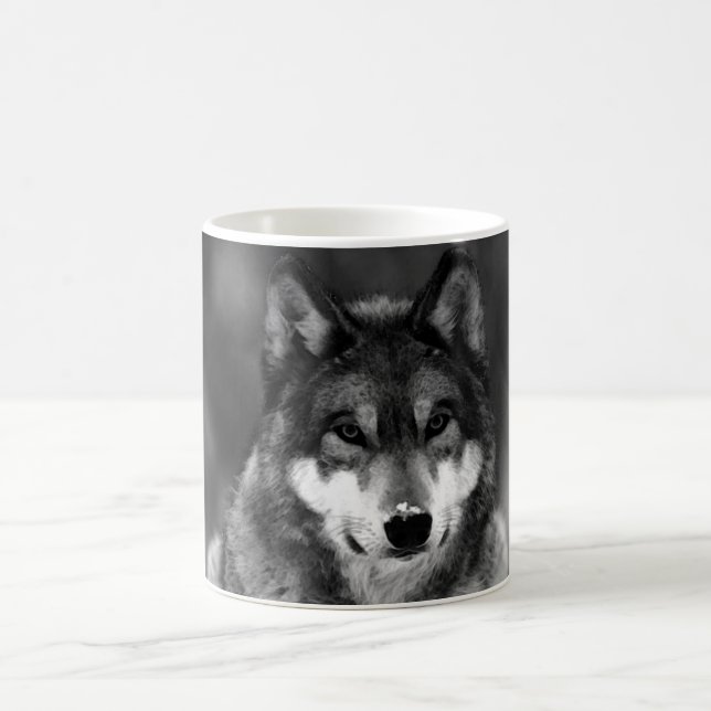 Taza De Café Lobo blanco y negro (Centro)