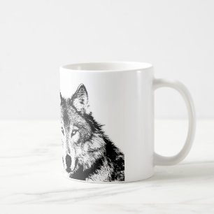 Taza De Café Lobo blanco y negro