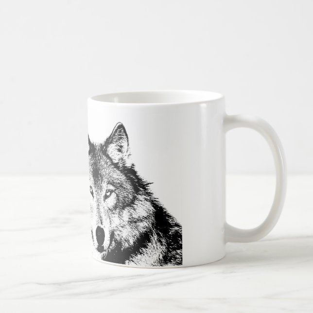 Taza De Café Lobo blanco y negro (Derecha)