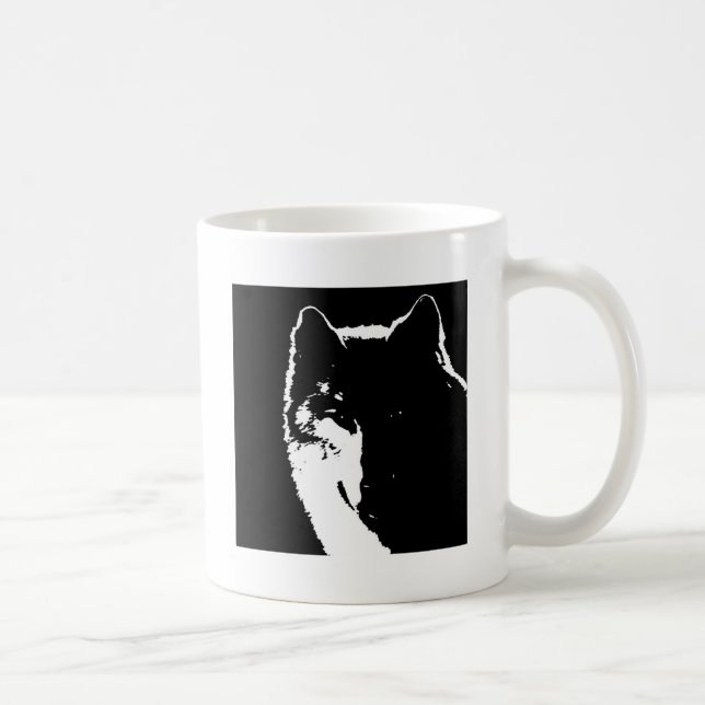 Taza De Café Lobo blanco y negro (Derecha)