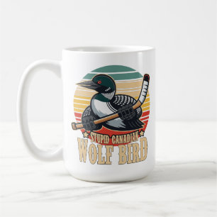 Taza De Café Lobo canadiense estúpido Pájaro Vintage Hookey Lo