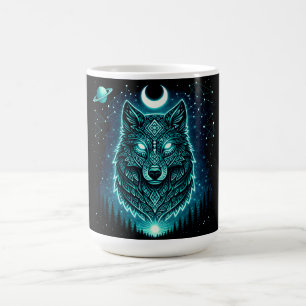 Taza De Café Lobo Celestial – Galaxia de Fauna Aullido Cósmico