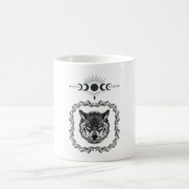 Taza De Café Lobo con fases lunares