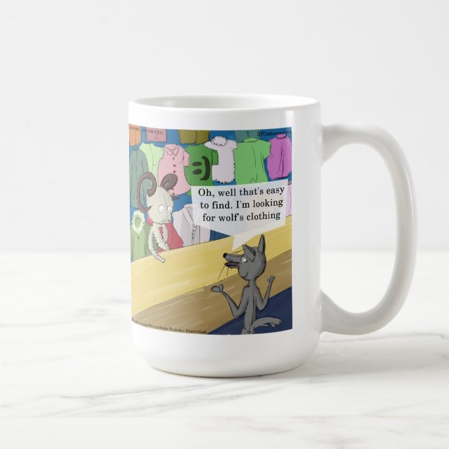Taza De Café Lobo con Ropa de Lobo Divertido (Derecha)