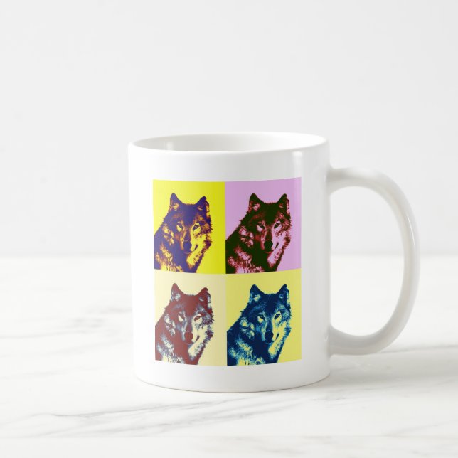 Taza De Café Lobo de arte pop (Derecha)