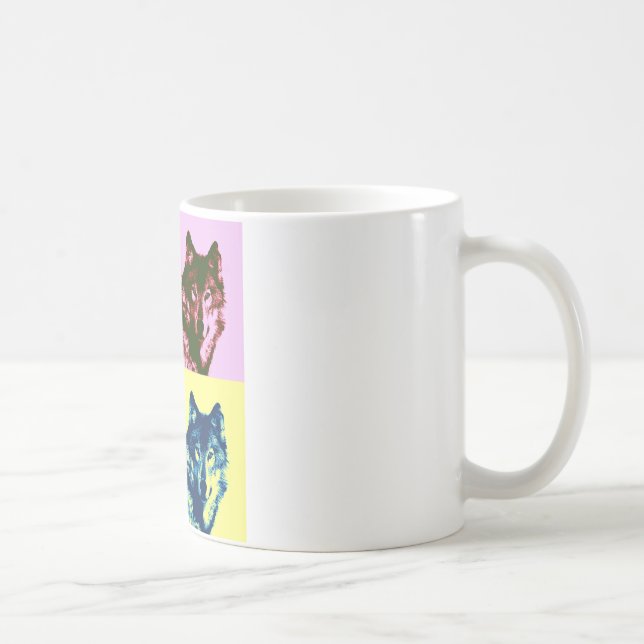 Taza De Café Lobo de arte pop (Derecha)