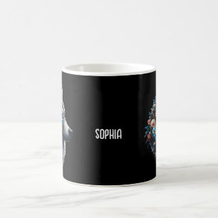 Taza De Café Lobo de doble exposición y paisaje natural