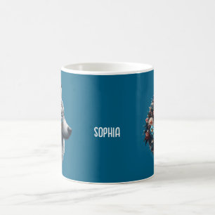 Taza De Café Lobo de doble exposición y paisaje natural