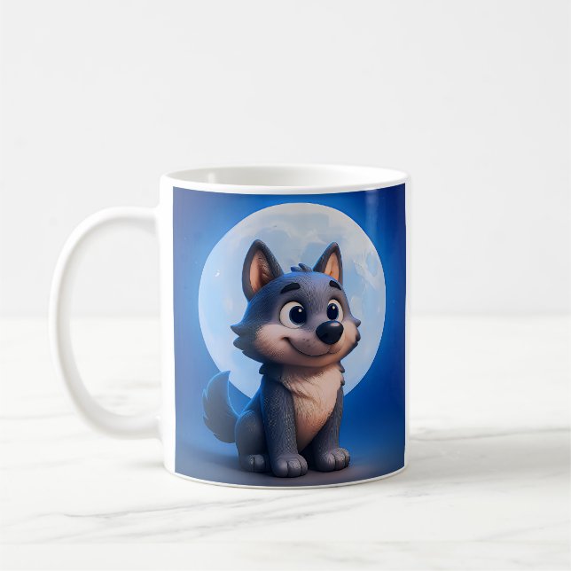 Taza De Café Lobo de Luna Azul (Izquierda)