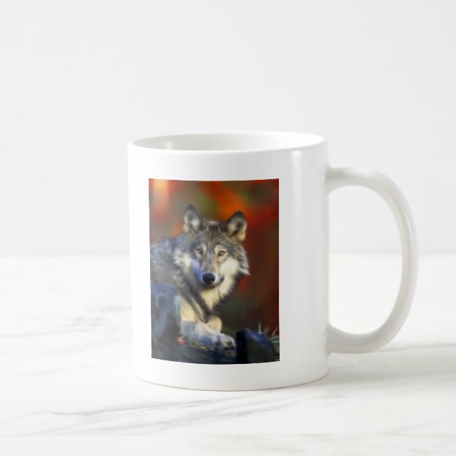 Taza De Café Lobo gris, fotografía de Digitaces en peligro de (Derecha)