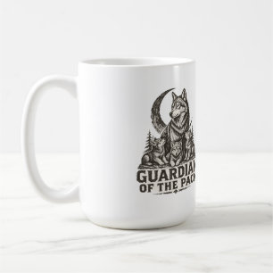 Taza De Café Lobo Mamá y Cachorros Bosque Luna Naturaleza Gráfi