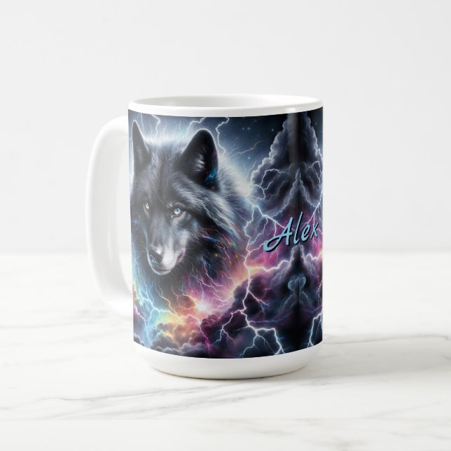 Taza De Café Lobo negro con relámpago (Anverso izquierdo)