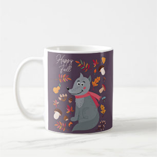 Taza De Café Lobo otoñal lindo con texto personalizado