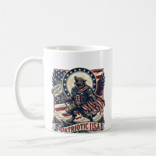 Taza De Café Lobo Patriota Patriótico Horror Monstruo Patriota 