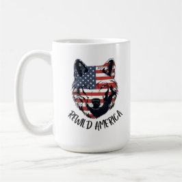 Taza De Café Lobo patriótico resalvaje de Estados Unidos