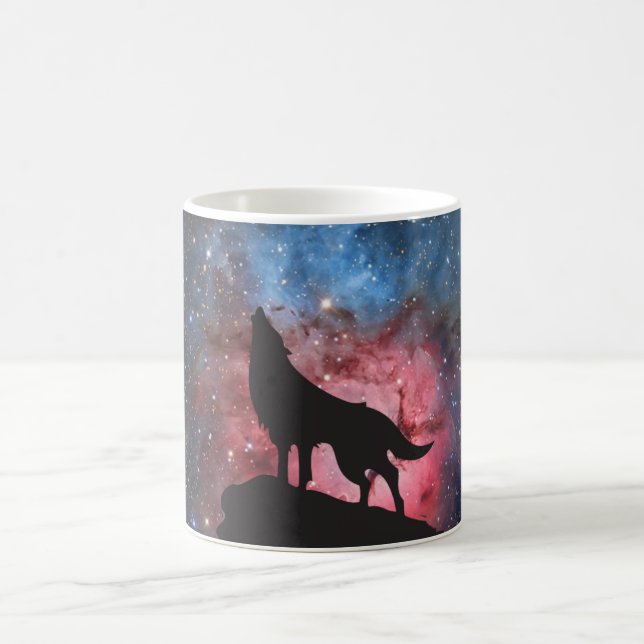 Taza De Café Lobo que grita en galaxia (Centro)