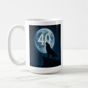 Taza De Café Lobo solitario a los 40 años: Mug de la luna de cu