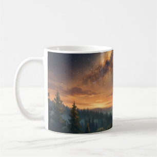 Taza De Café Lobo Solitario Bajo el Cielo Estrellado de la Vía