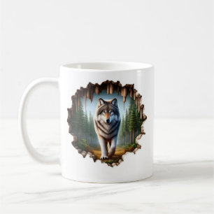 Taza De Café Lobo solitario en lo salvaje - Arte innovador en b