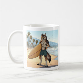 Taza De Café Lobo surfista  
