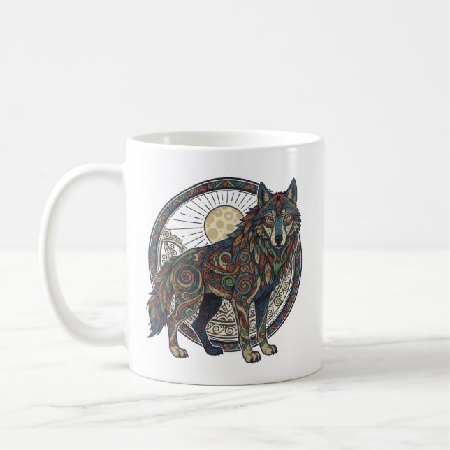 Taza De Café Lobo Tribal (Izquierda)