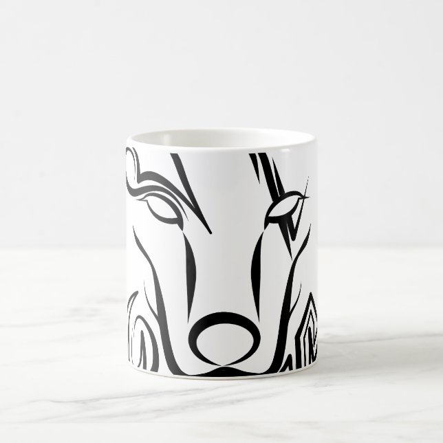 Taza De Café Lobo tribal blanco y negro (Centro)