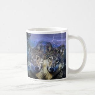 Taza De Café Lobos en la noche