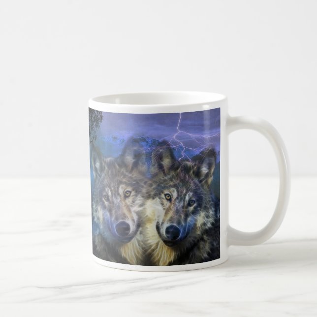 Taza De Café Lobos en la noche (Derecha)