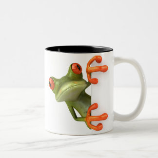 Taza de café loca de la rana arbórea