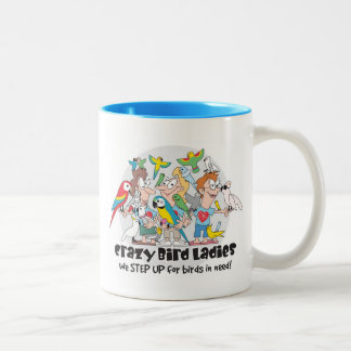 Taza de café loca de las señoras del pájaro