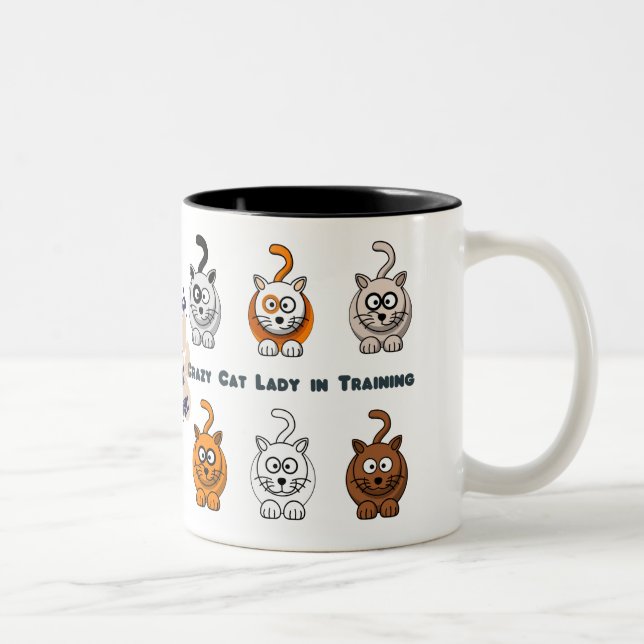 Taza de café loca de señora In Training del gato (Derecha)