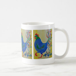 Taza De Café Loca Madre Azul Hen y Chicks Mug