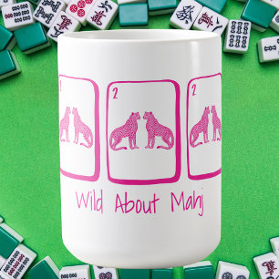 Taza De Café Locamente enamorada de Mahj Cheetah Rosa Fichas de