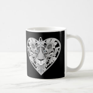 Taza De Café Locket de la leona del amor (plata)