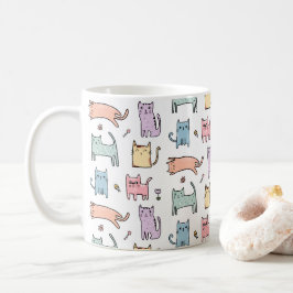 Taza De Café Loco gato dama pastel multicolor gato mugre