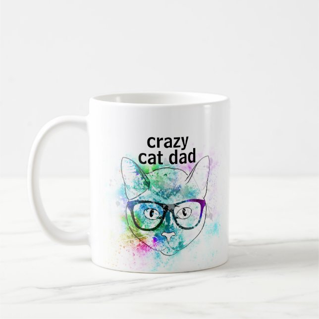 Taza De Café loco gato papá lindo hipster gato diseño (Izquierda)