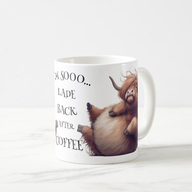 Taza De Café Loco Personalizado Highland Cow (Anverso derecho)