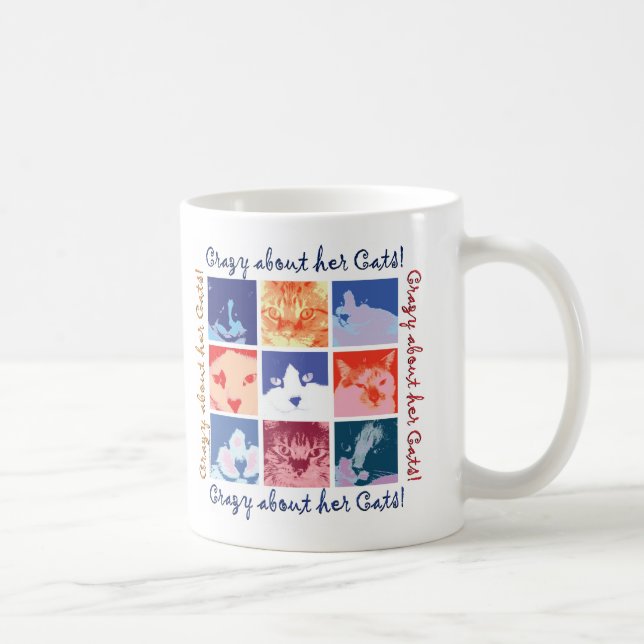 Taza De Café Loco por sus gatos (Derecha)