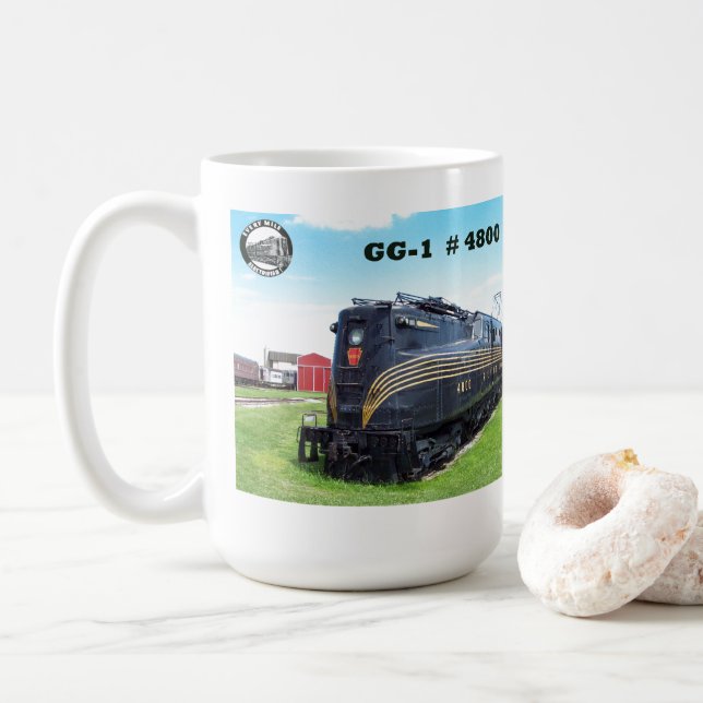 Taza De Café Locomotora Ferroviaria de Pennsylvania GG-1 #4800  (Con donut)