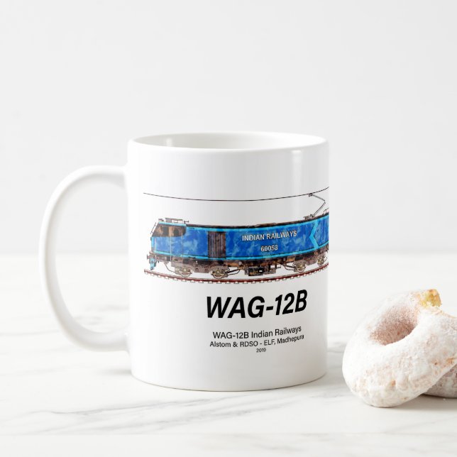 Taza De Café Locomotora WAG-12B. Ferrocarril de la India (Con donut)